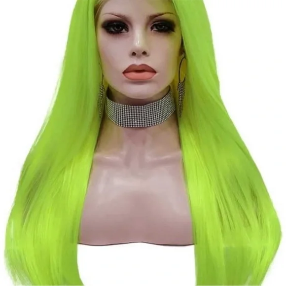 22” Neon Green Straight Lace Front Wig *NEW*